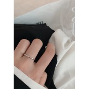 LDR2015 S925銀幾何圓形開口戒指