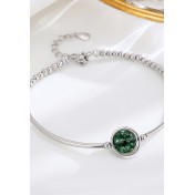 LDR2018 S925銀綠幽靈水晶圓珠手鏈