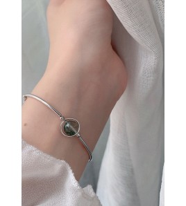 LDR2018 S925銀綠幽靈水晶圓珠手鏈