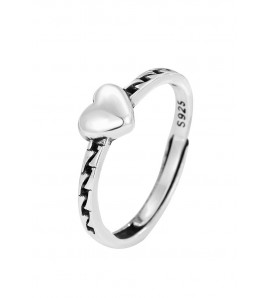 LDR2020-2 S925銀復古愛心開口戒指