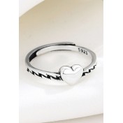 LDR2020-2 S925銀復古愛心開口戒指