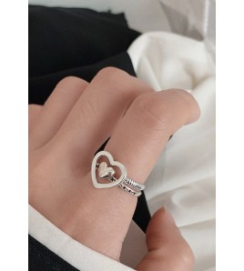 LDR2020-2 S925銀復古愛心開口戒指