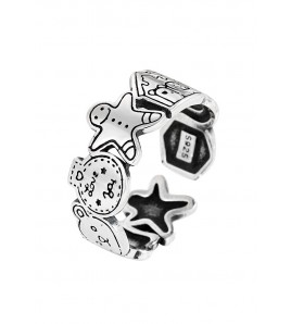 LDR2024 S925銀復古卡通薑餅人戒指