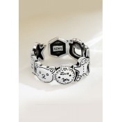 LDR2024 S925銀復古卡通薑餅人戒指