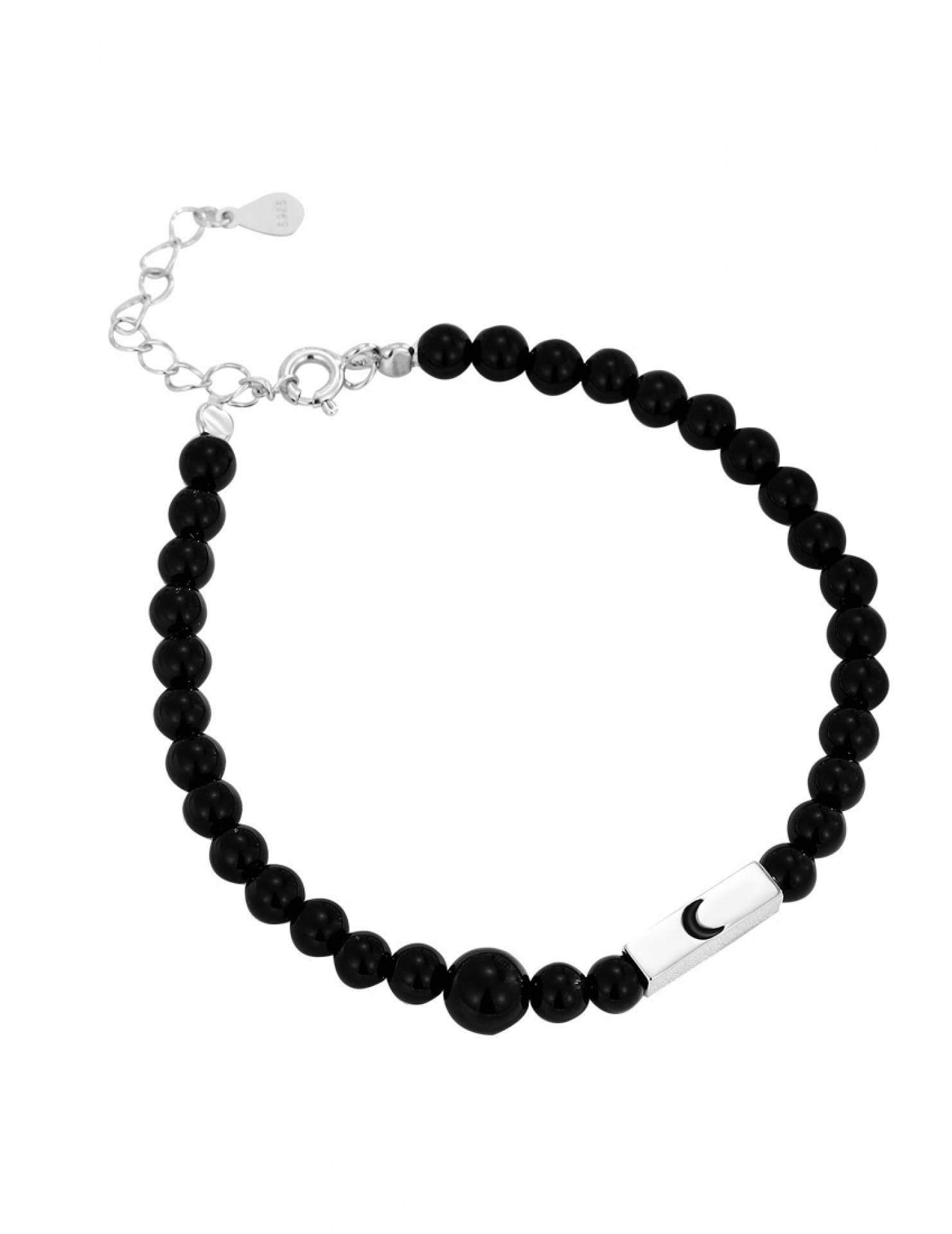 LDR2026-4 S925銀月亮黑瑪瑙手鏈