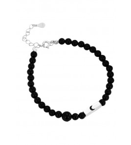 LDR2026-4 S925銀月亮黑瑪瑙手鏈