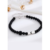 LDR2026-4 S925銀月亮黑瑪瑙手鏈