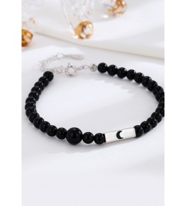 LDR2026-4 S925銀月亮黑瑪瑙手鏈