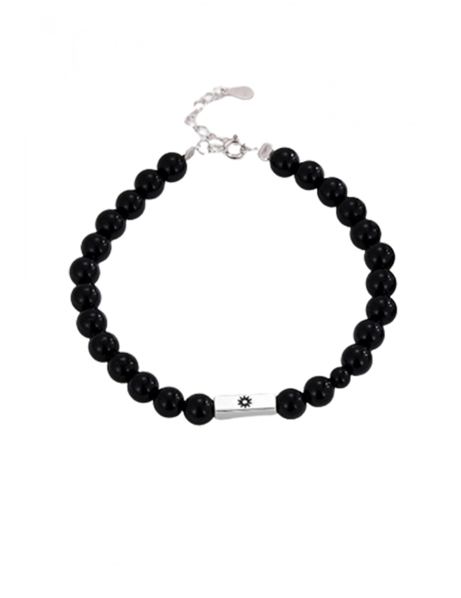 LDR2026-41 S925銀太陽黑瑪瑙手鏈