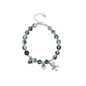 LDR2027 S925銀綠幽靈水晶圓珠手鏈