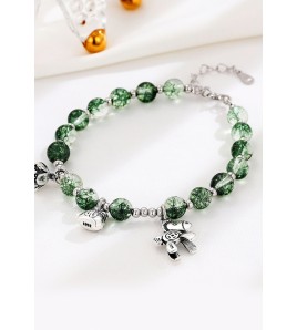 LDR2027 S925銀綠幽靈水晶圓珠手鏈