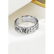 LDR2029 S925銀凹凸面開口戒指