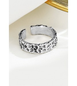 LDR2029 S925銀凹凸面開口戒指