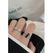 LDR2029 S925銀凹凸面開口戒指