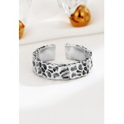 LDR2029 S925銀凹凸面開口戒指