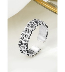 LDR2029 S925銀凹凸面開口戒指