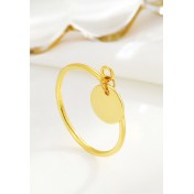 LDR2030 S925銀幾何光面圓牌戒指