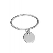 LDR2030 S925銀幾何光面圓牌戒指