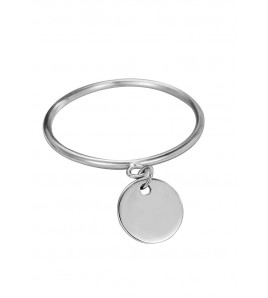 LDR2030 S925銀幾何光面圓牌戒指