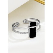 LDR2031 S925銀長方形開口戒指