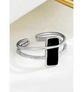 LDR2031 S925銀長方形開口戒指