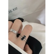 LDR2031 S925銀長方形開口戒指