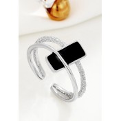 LDR2031 S925銀長方形開口戒指