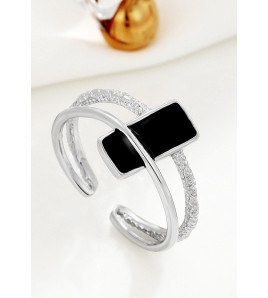 LDR2031 S925銀長方形開口戒指