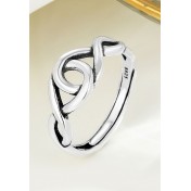 LDR2032 S925銀幾何圓形開口戒指