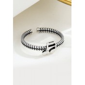 LDR2035 S925銀復古音符開口戒指