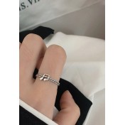 LDR2035 S925銀復古音符開口戒指