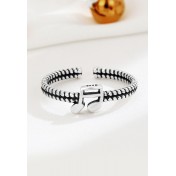 LDR2035 S925銀復古音符開口戒指