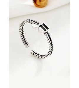 LDR2035 S925銀復古音符開口戒指