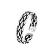 LDR2039 S925銀編織鏈條開口戒指