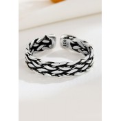 LDR2039 S925銀編織鏈條開口戒指