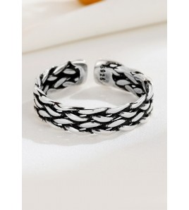 LDR2039 S925銀編織鏈條開口戒指