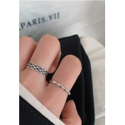 LDR2039 S925銀編織鏈條開口戒指