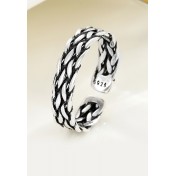 LDR2039 S925銀編織鏈條開口戒指