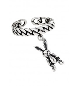 LDR2041 S925銀復古兔子開口戒指