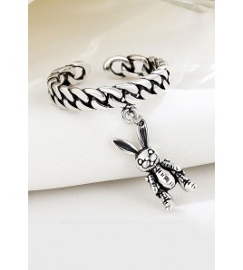 LDR2041 S925銀復古兔子開口戒指