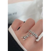 LDR2041 S925銀復古兔子開口戒指