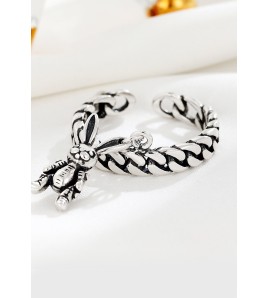 LDR2041 S925銀復古兔子開口戒指