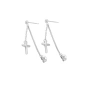 LDR24007 S925純銀潮流十字架耳環