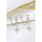 LDR24007 S925純銀潮流十字架耳環