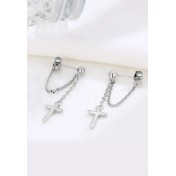 LDR24007 S925純銀潮流十字架耳環