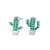 LDR24018 S925純銀仙人掌耳環