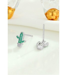 LDR24018 S925純銀仙人掌耳環