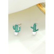 LDR24018 S925純銀仙人掌耳環