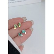 LDR24018 S925純銀仙人掌耳環