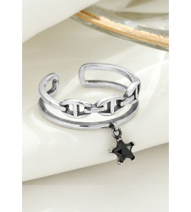 LDR24019 S925純銀五角星戒指